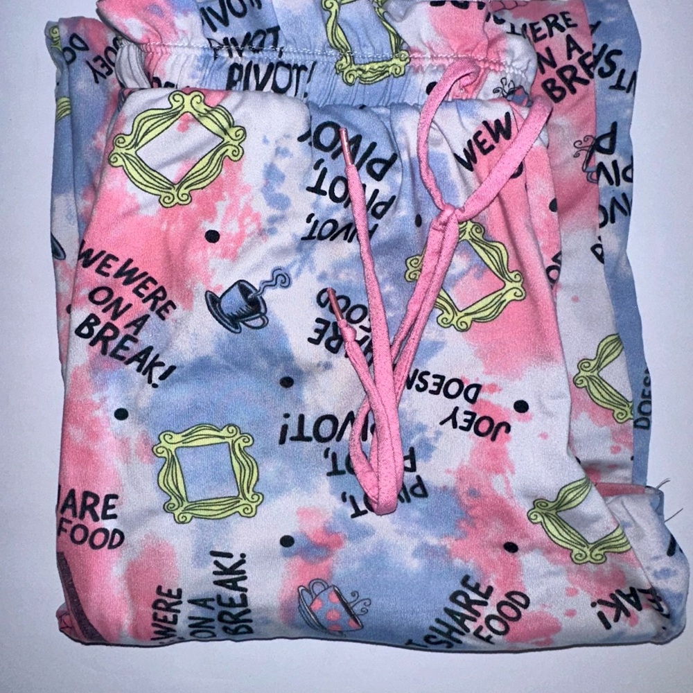Friends Themed Women's Pajama Pants, Lounge Bottoms Size XS Drawstring‎ Waist